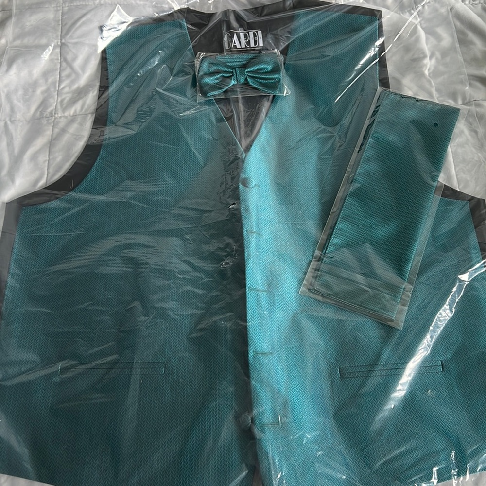 Teal Herringbow Mens Tuxedo Vest - BRAND NEW